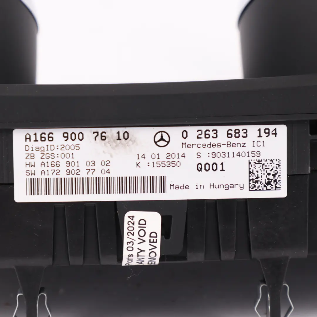 Instrument Cluster Speedo Automatic to Mercedes ML W166 Diesel with Part number A1669007610 Mercedes ML W166 Diesel Instrument Cluster Speedo Automatic - SKU rhd-A1669007610 - Part number A1669007610