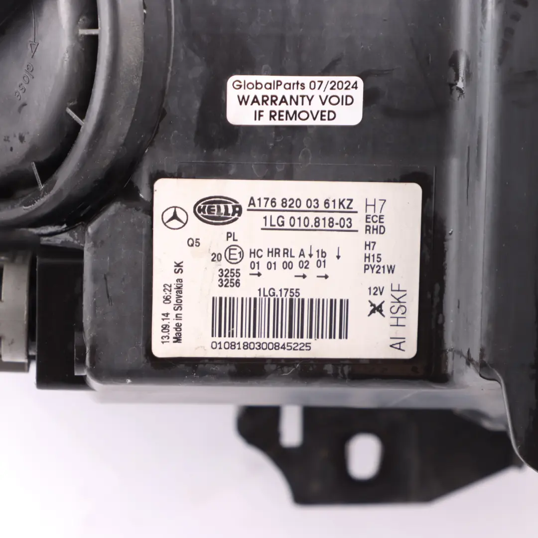 Headlight Headlamp Lamp Halogen Front Left N/S to Mercedes W176 with Part number A1768200361 Mercedes W176 Headlight Headlamp Lamp Halogen Front Left N/S - SKU rhd-A1768200361-3 - Part number A1768200361