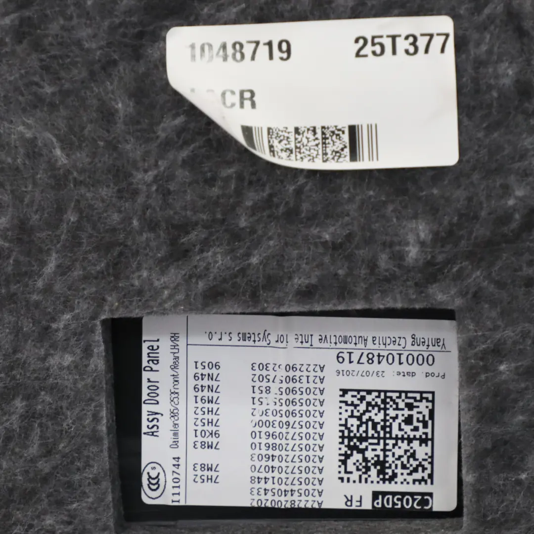 Door Card Trim Panel Front Right O/S Panel Black to Mercedes W205 C205 with Part number A2057201315 Mercedes W205 C205 Door Card Trim Panel Front Right O/S Panel Black - SKU rhd-A2057201315 - Part number A2057201315