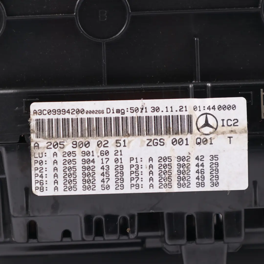 Instrument Cluster Speedometer Speedo Automatic to Mercedes W205 Petrol with Part number A2059000251 Mercedes W205 Petrol Instrument Cluster Speedometer Speedo Automatic - SKU rhd-A2059000251 - Part number A2059000251