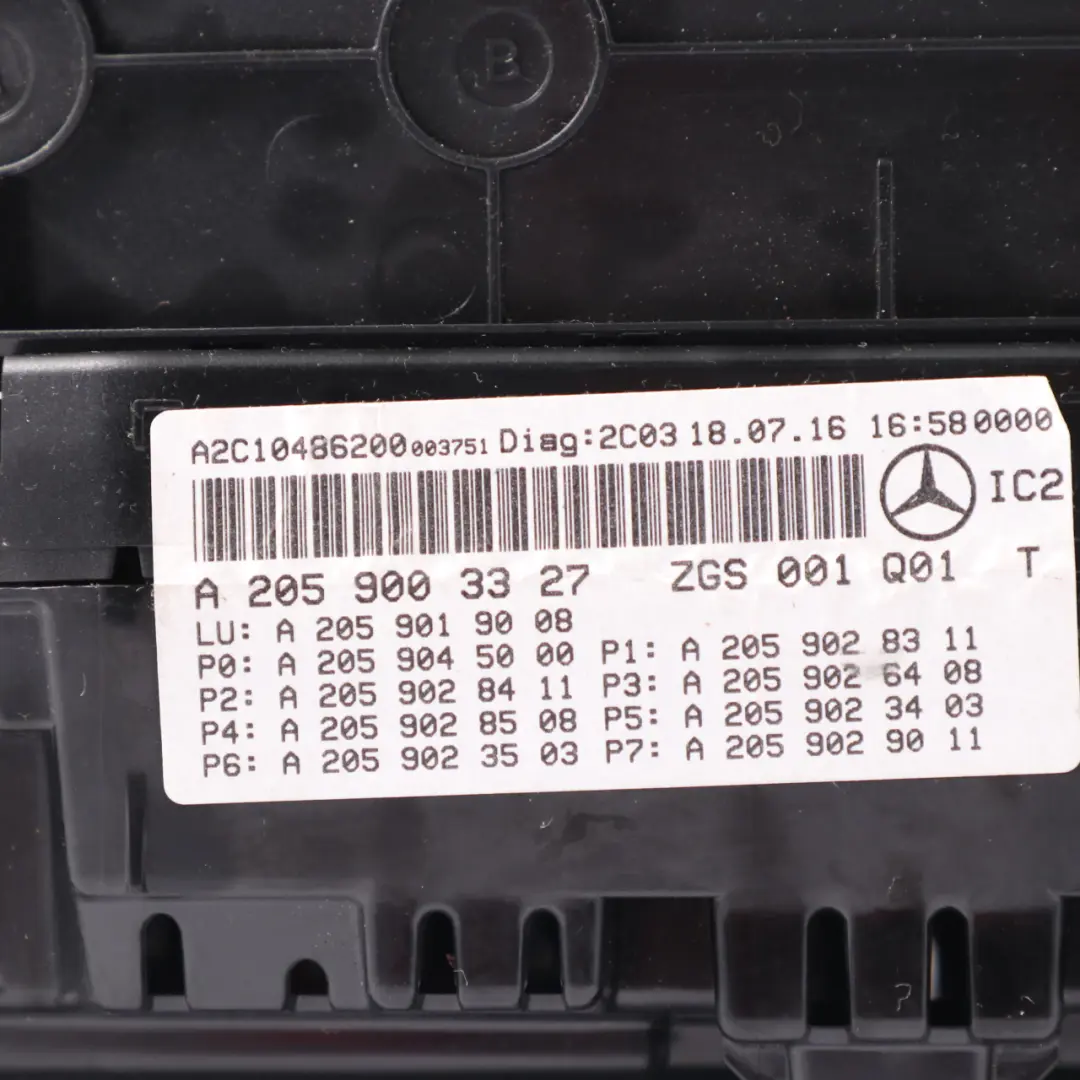 Instrument Cluster Speedometer Speedo Automatic to Mercedes W205 Petrol with Part number A2059003327 Mercedes W205 Petrol Instrument Cluster Speedometer Speedo Automatic - SKU rhd-A2059003327-1 - Part number A2059003327