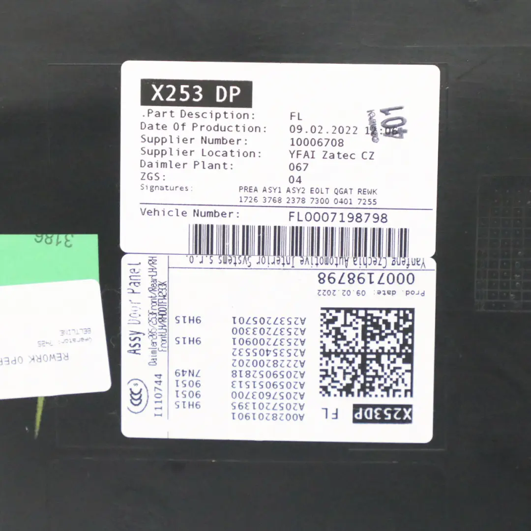 Door Card Trim Panel Front Left N/S Panel Black to Mercedes X253 with Part number A2537203904 Mercedes X253 Door Card Trim Panel Front Left N/S Panel Black - SKU rhd-A2537203904 - Part number A2537203904