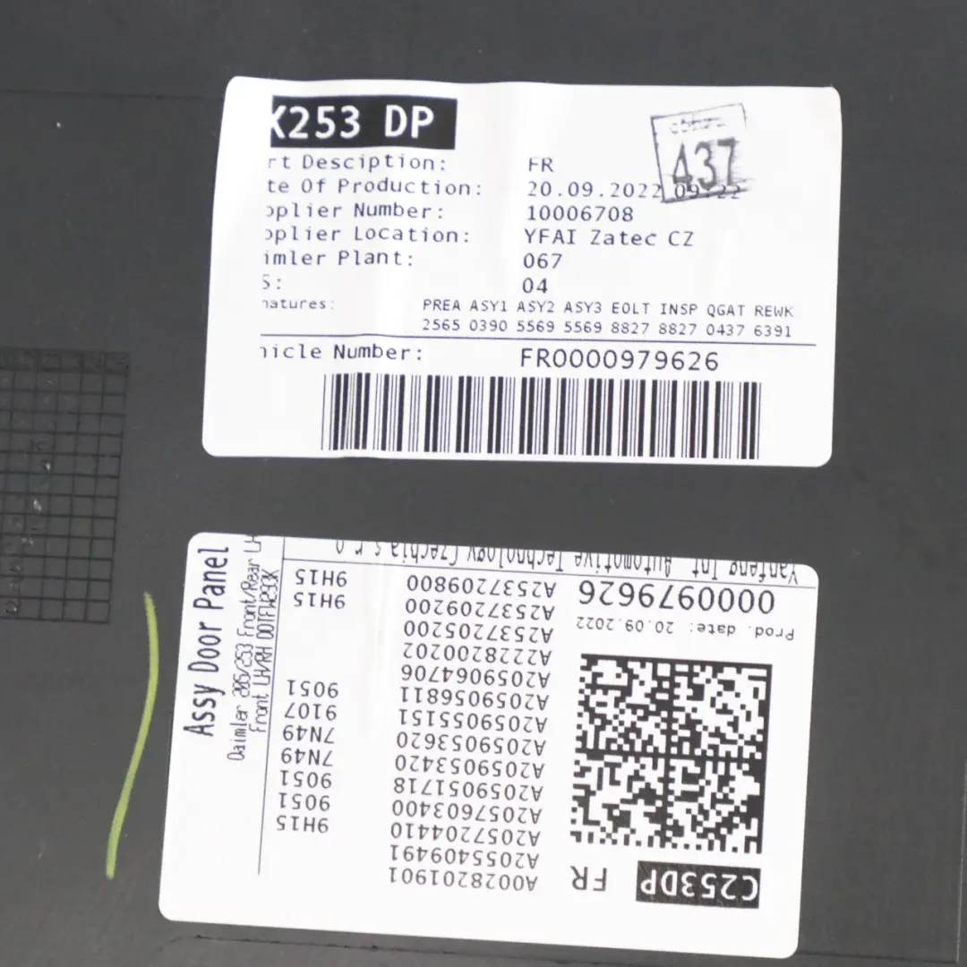 Mercedes C253 Door Card Trim Panel Front Right O/S Panel Black - SKU rhd-A2537207904 - Part number A2537207904