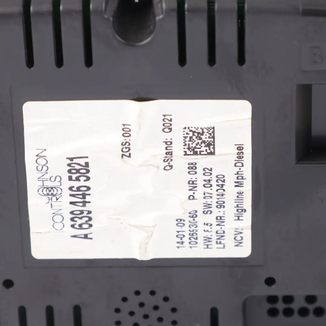 Mercedes W639 Diesel Speedometer Instrument Cluster Automatic - SKU rhd-A6394465821 - Part number A6394465821