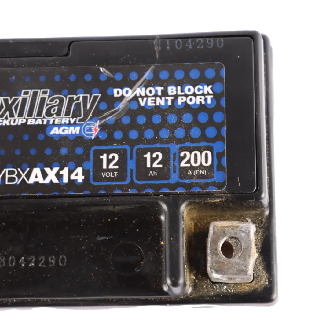  YUASA YBX AX14 12V Auxiliary Additional Generator Battery 12Ah 200A YBXAX14 - SKU YUASA YBX AX14 12Ah Accumulator - Part number YUASA YBX AX14 12Ah Accumulator