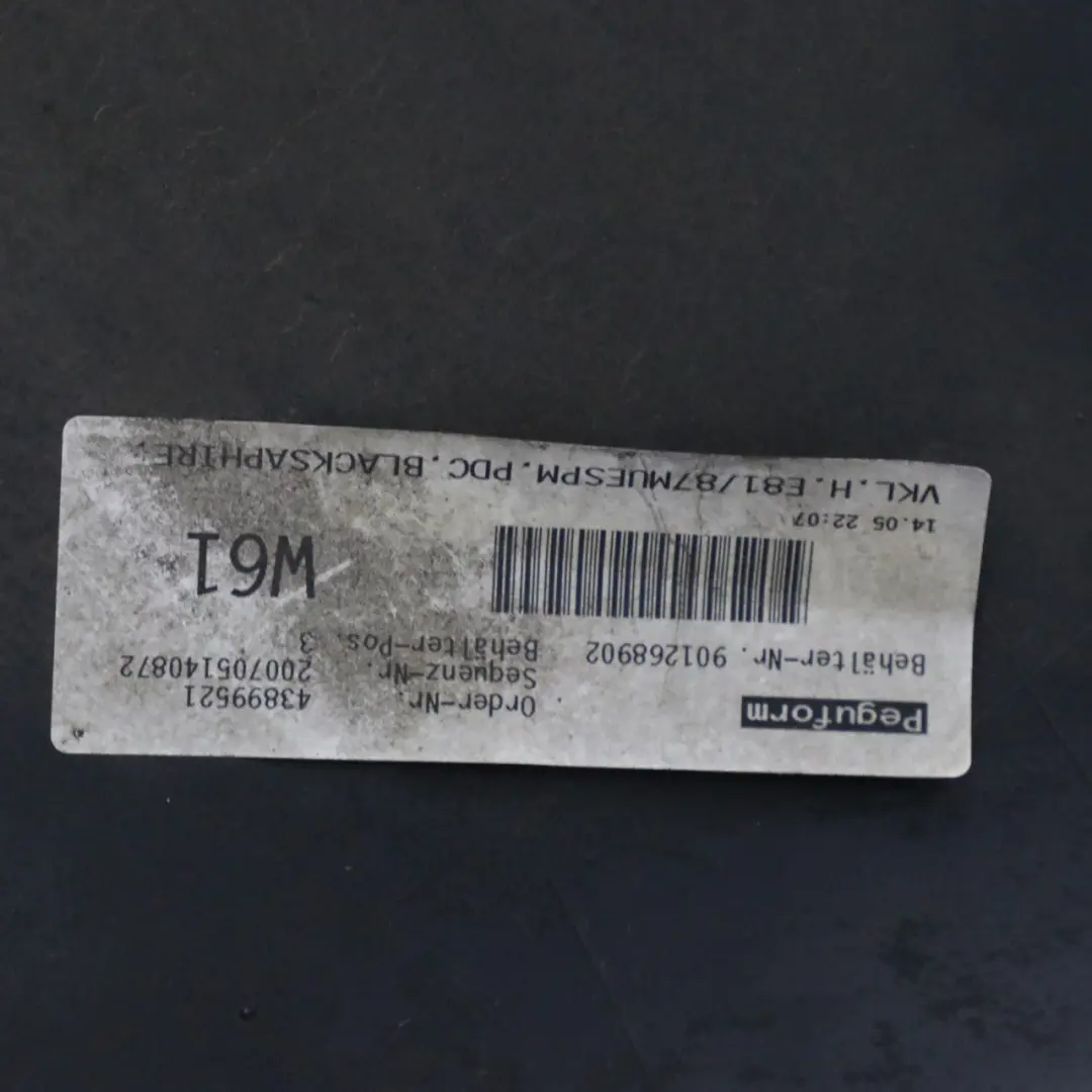 Bumper Trim Panel PDC Black Sapphire Metallic - 475 to BMW E87 M Sport Rear with Part number 0033555 BMW E87 M Sport Rear Bumper Trim Panel PDC Black Sapphire Metallic - 475 - SKU 0033555-BS - Part number 0033555