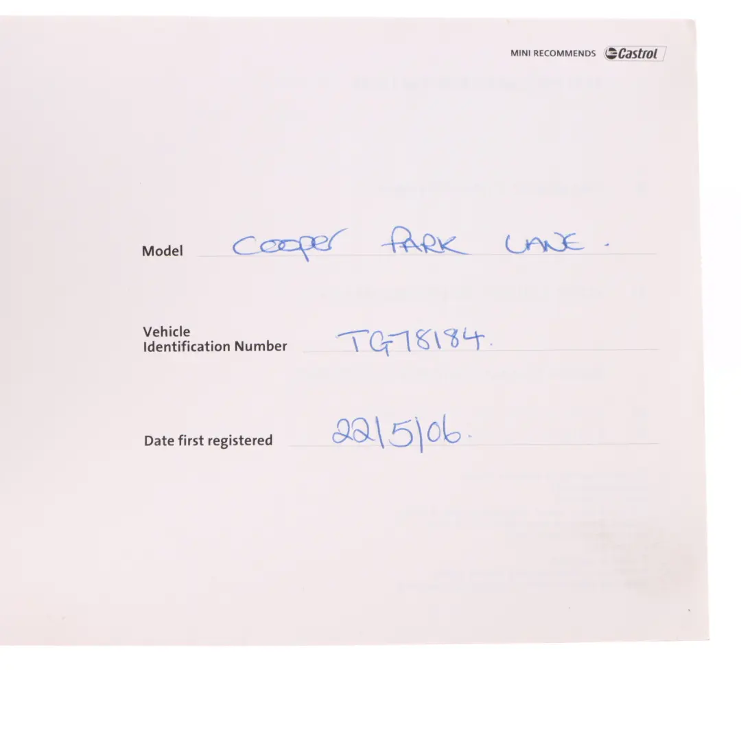 Owner's Handbook Instructions Pouch Case Wallet Set to Mini Cooper R50 R53 with Part number 0156881 Mini Cooper R50 R53 Owner's Handbook Instructions Pouch Case Wallet Set - SKU 0156881-1 - Part number 0156881