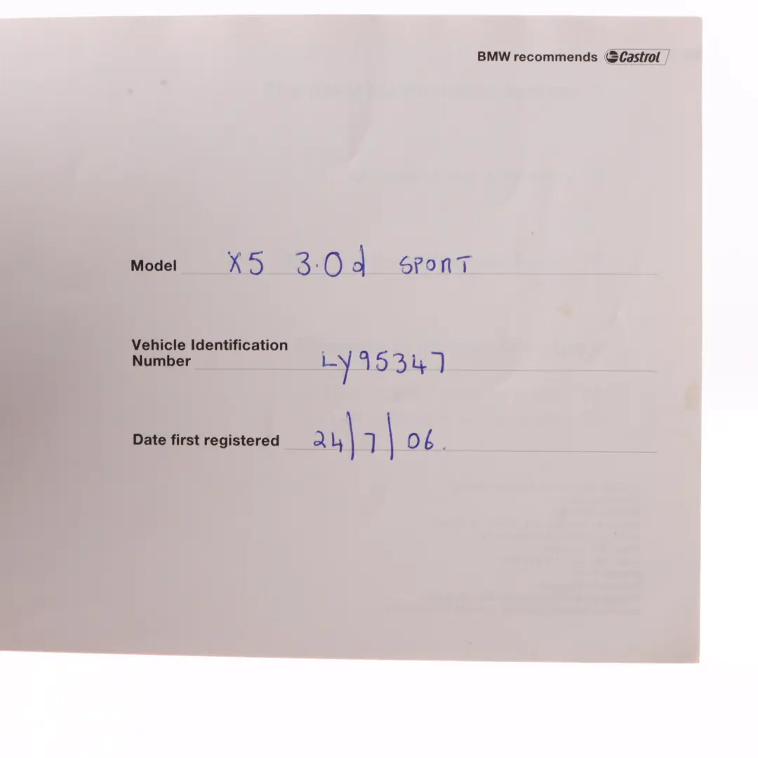 BMW X5 E53 Service Booklet Owner's Handbook Book Set Wallet Case - SKU 0159441 - Part number 0159441