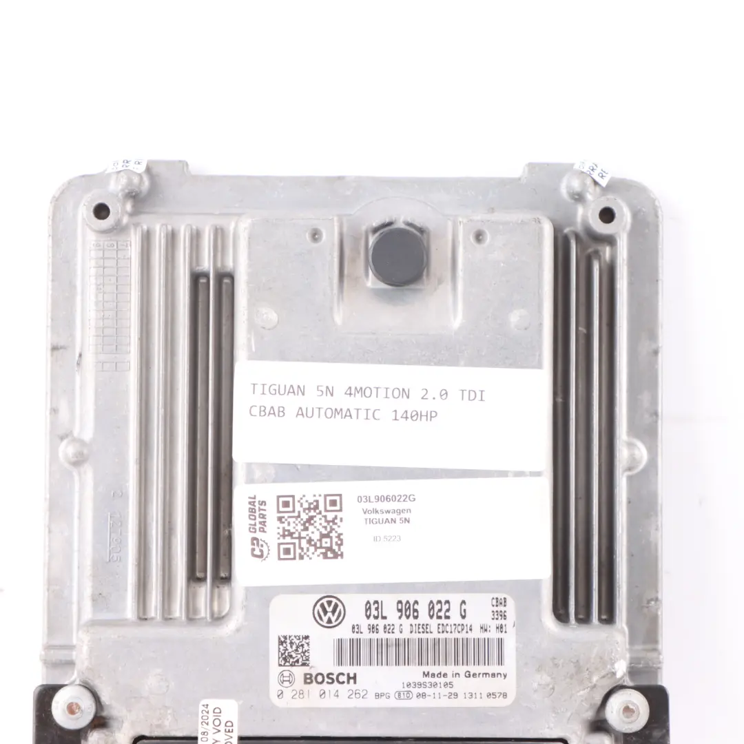 VW Tiguan 5N 2.0TDI 4motion 140HP CBAB Engine Control Unit Automatic - SKU 03L906022G - Part number 03L906022G
