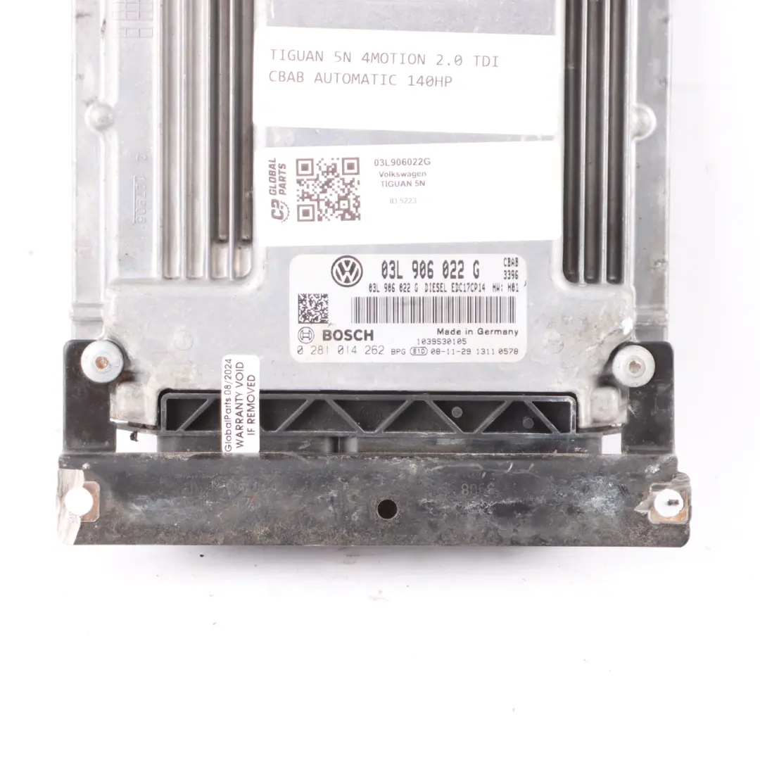 VW Tiguan 5N 2.0TDI 4motion 140HP CBAB Engine Control Unit Automatic - SKU 03L906022G - Part number 03L906022G