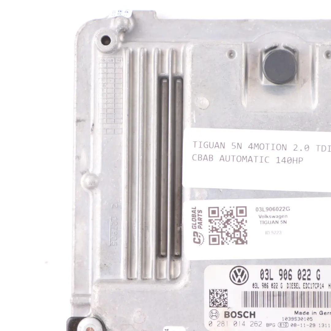 VW Tiguan 5N 2.0TDI 4motion 140HP CBAB Engine Control Unit Automatic - SKU 03L906022G - Part number 03L906022G