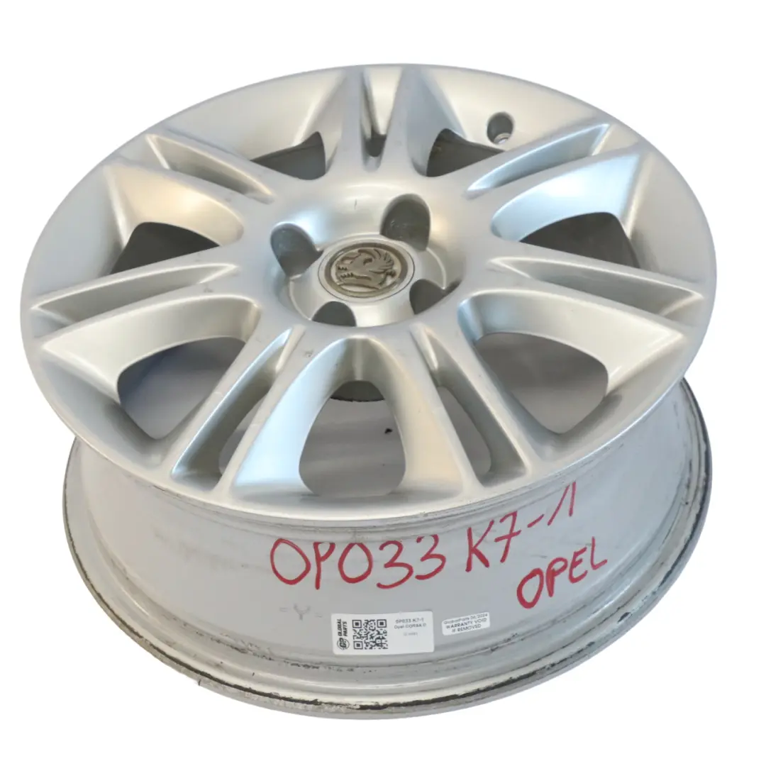 Opel Corsa D Silber Felge Leichtmetallfelge 16" 6J ET:40 0P033 K7 - SKU 0P033 K7-1 - Teilenummer 0P033 K7-1