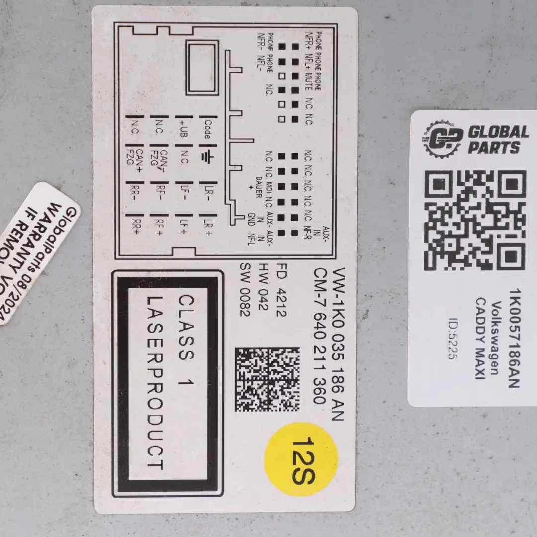 Radio CD Player VW Volkswagen Caddy 2K Touran Head Unit  - SKU 1K0057186AN - Part number 1K0057186AN