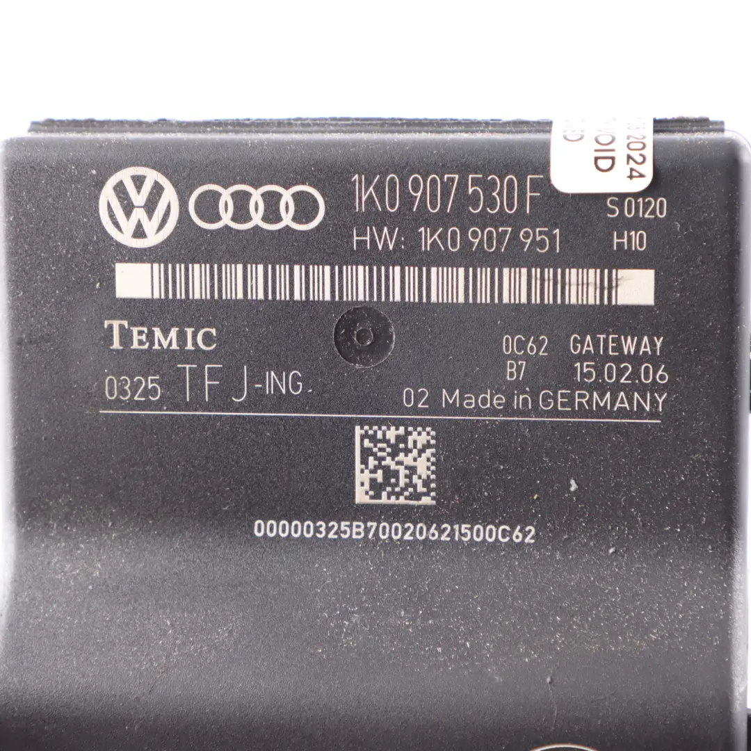 Volkswagen Touran 1T Central Gateway Módulo Unidad de Control Lear - SKU 1K0907530F - Número de pieza 1K0907530F