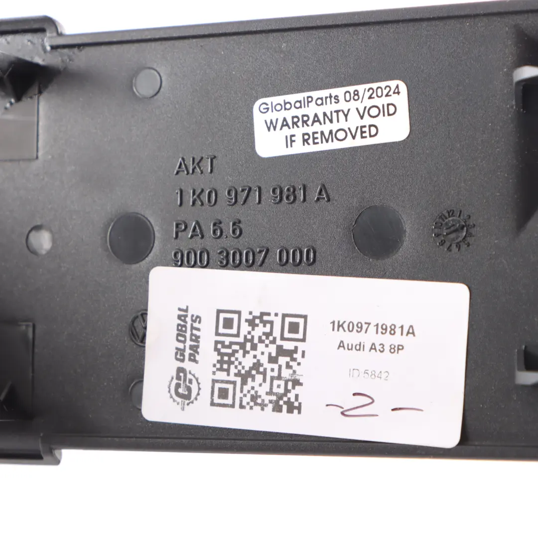 Audi A3 8P Cavo cablaggio sedile anteriore Pannello rivestimento nero - SKU 1K0971981A - Numero di parte 1K0971981A
