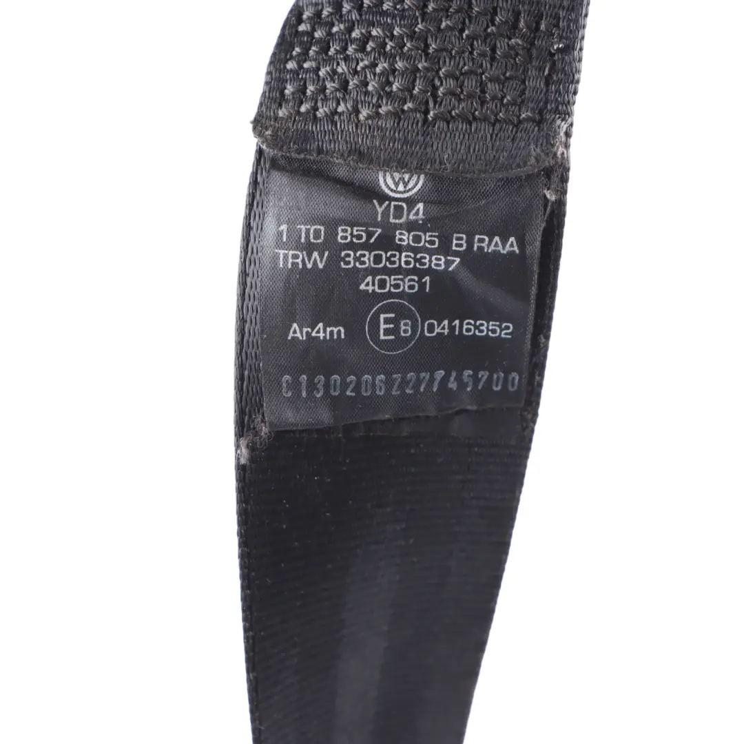 Volkswagen Touran 1T Rear Seat Belt Seatbelt Black Left N/S - SKU 1T0857805C - Part number 1T0857805C