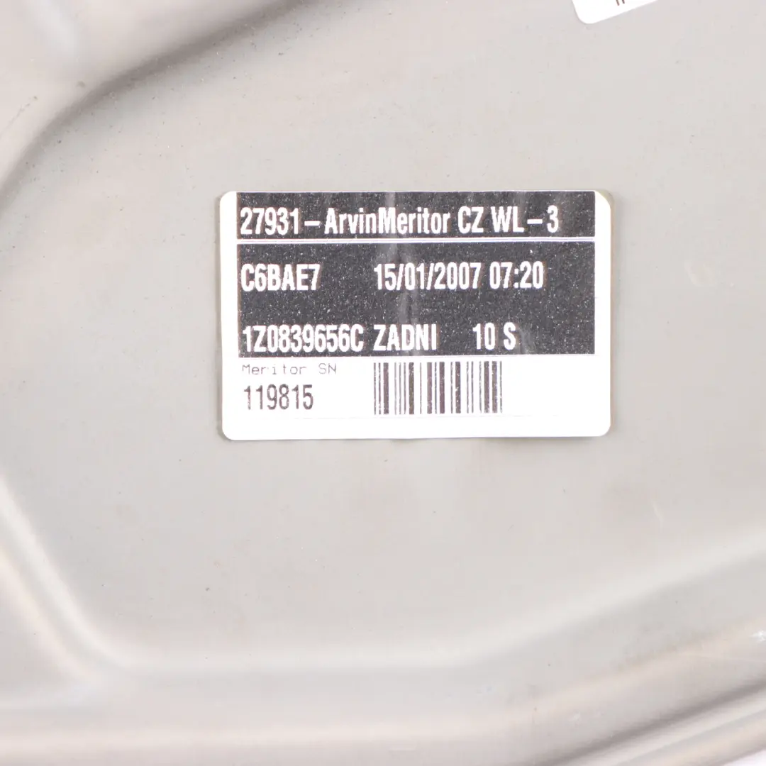 Meccanismo Regolazione Alzacristalli Posteriore Skoda Octavia II - SKU 1Z0839462A - Numero di parte 1Z0839462A