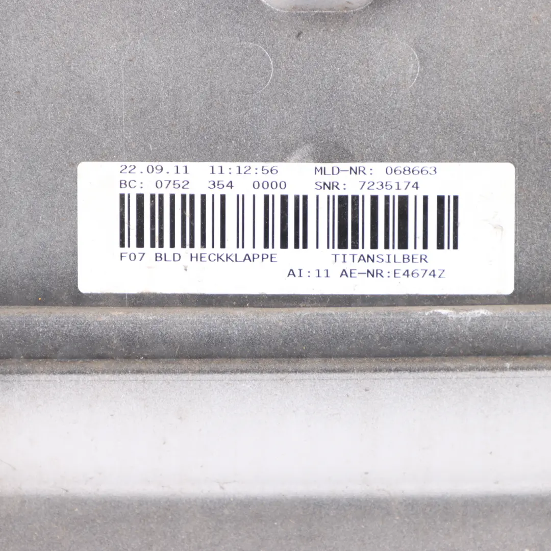 BMW F07 Bagagliaio Portellone Posteriore Finitura Pannello Nero Zaffiro - SKU 2166088-TS - Numero di parte 2166088