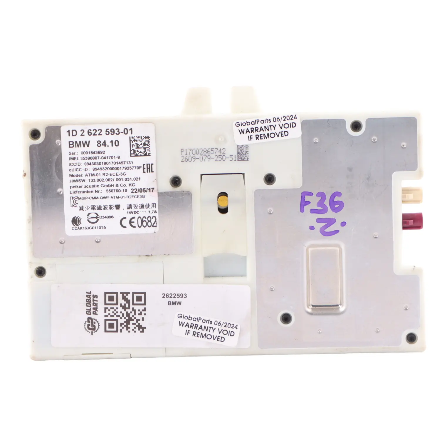 BMW F30 F36 Module de commande télématique Bluetooth ECU 2622593
