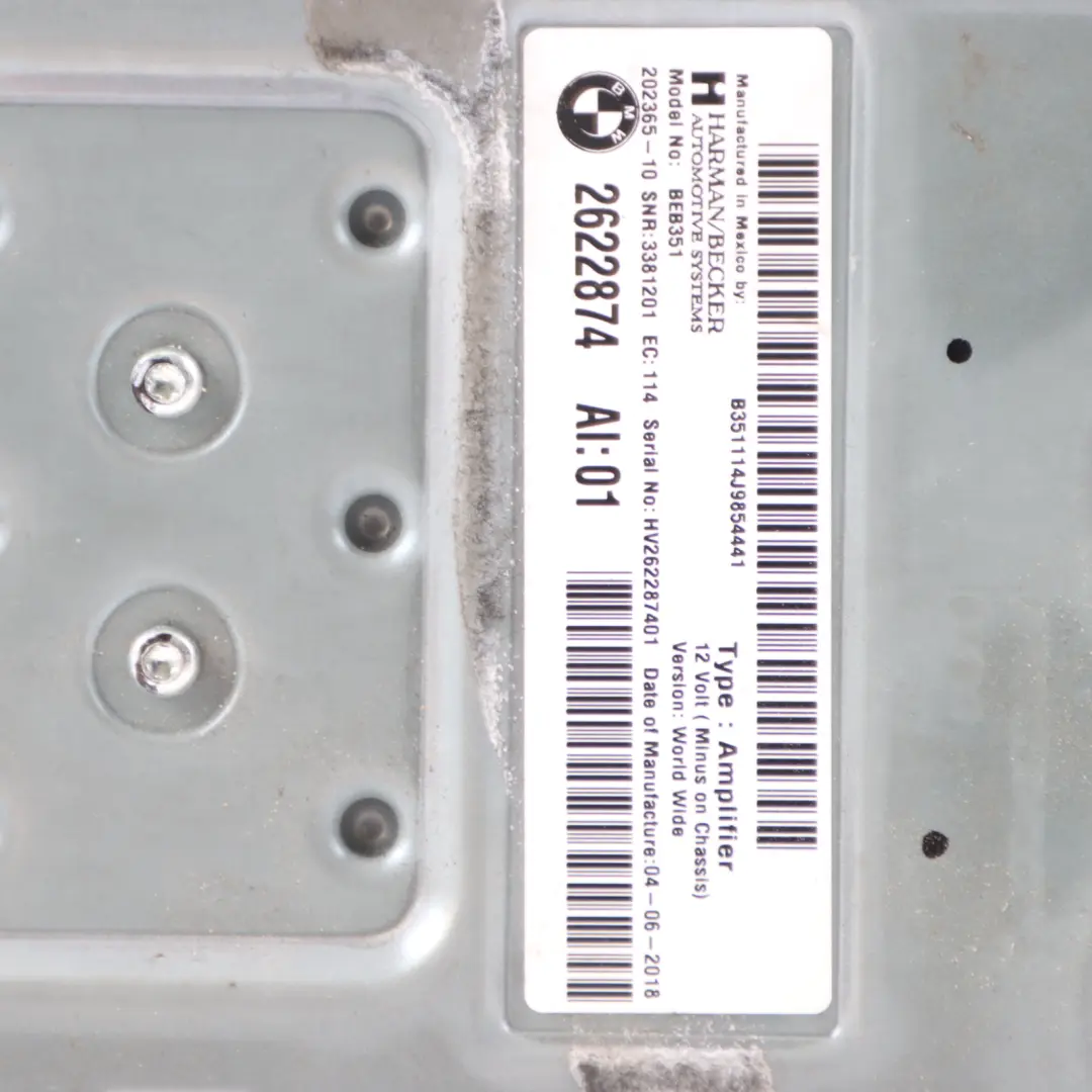  Audio Amplifier BMW X3 G01 X4 G02 Sound System Top Hifi Unit Module - SKU 2622874-1 - Part number 2622874