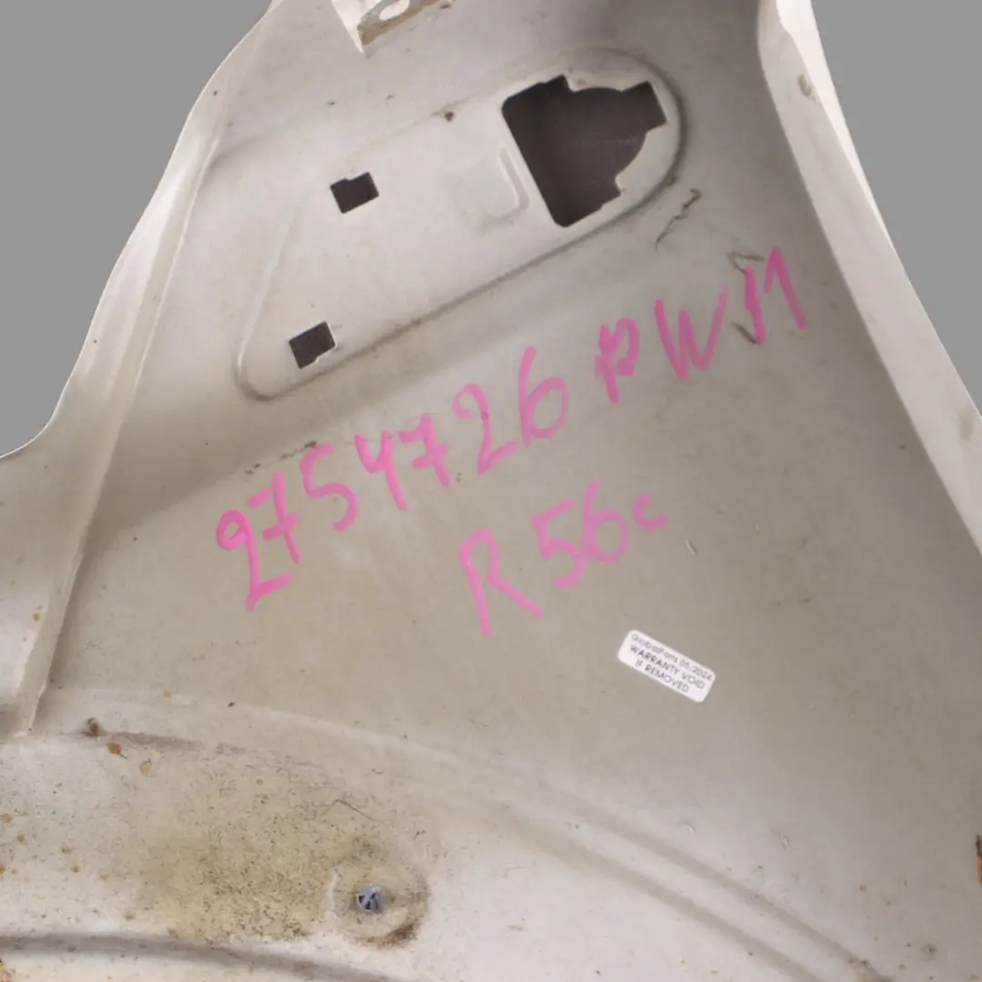 Cache Aile Avant Droite Blanc Poivre - 850 pour Mini R56 R57 à propos du numéro de pièce 2754726 Mini R56 R57 Cache Aile Avant Droite Blanc Poivre - 850 - SKU 2754726-PW11 - Numéro de pièce 2754726