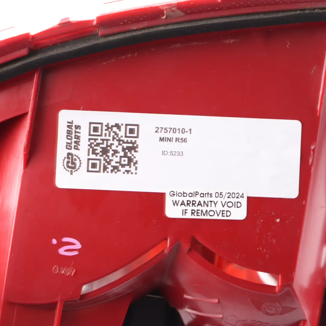 Tail Light Lamp Cluster Right O/S 2751308 to Mini Cooper R56 R57 Rear with Part number 2757010 Mini Cooper R56 R57 Rear Tail Light Lamp Cluster Right O/S 2751308 - SKU 2757010-1 - Part number 2757010
