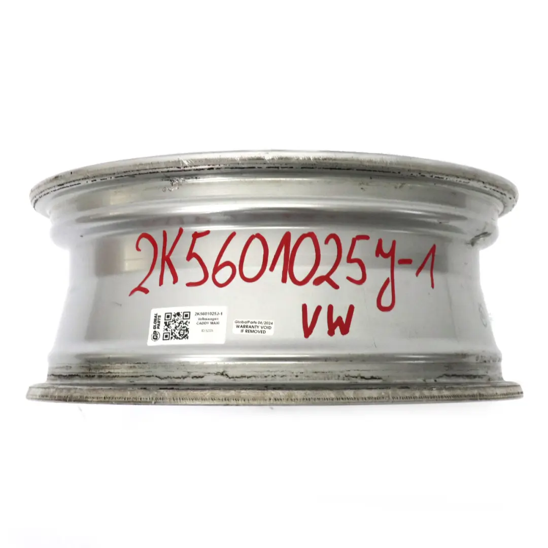 VW Volkswagen Caddy Srebrna Felga Aluminiowa 16" 6J ET:50 - SKU 2K5601025J-1 - Numer Części 2K5601025J