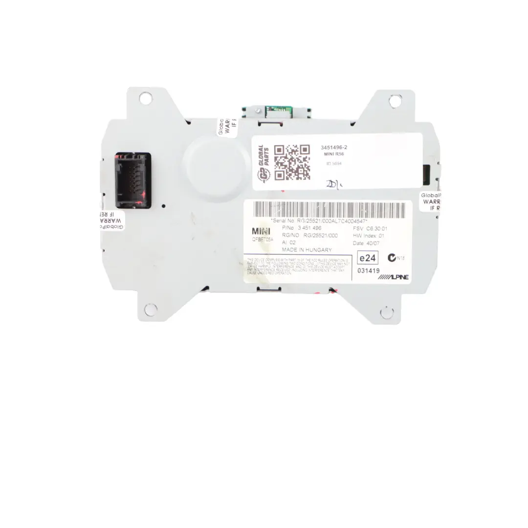 Mini 2 R55 R56 Strumento cluster Speedo Navigazione Display - SKU 3451496-2 - Numero di parte 3451496