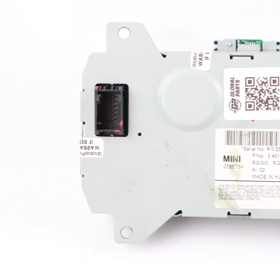 Instrument Cluster Speedo Navigation Display Screen to Mini R55 R56 with Part number 3451496 Mini R55 R56 Instrument Cluster Speedo Navigation Display Screen - SKU 3451496-2 - Part number 3451496