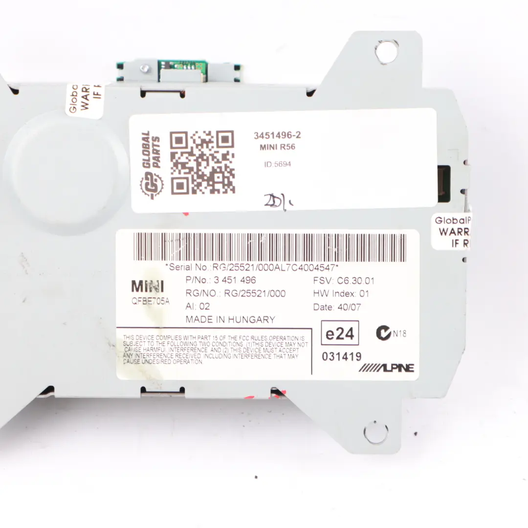 Mini R55 R56 Ekran Wyświetlacz Licznik Nawigacja - SKU 3451496-2 - Numer Części 3451496