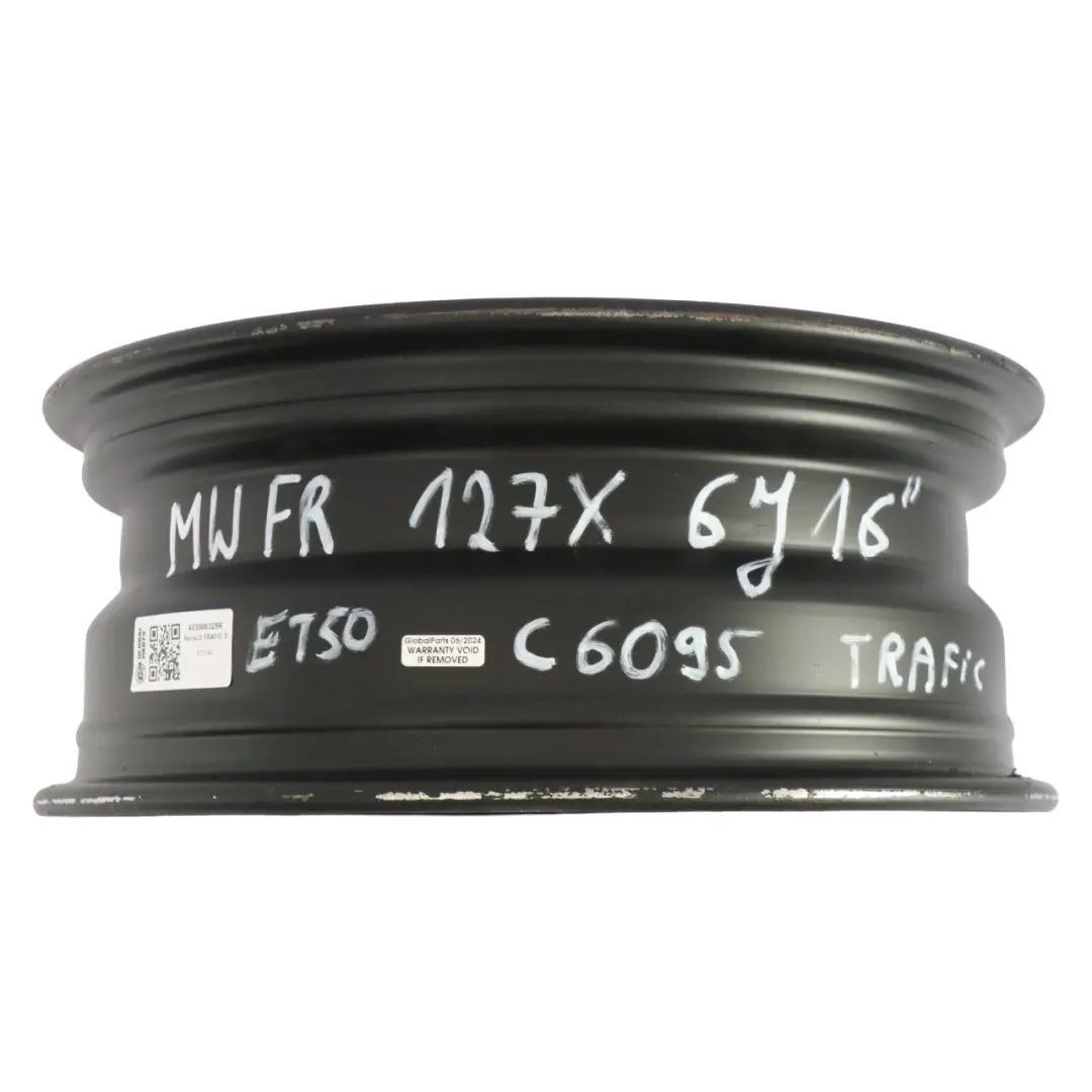 Noir Jante Acier MWFR 127X 16" ET:50 6J pour Renault Trafic Opel Vivaro à propos du numéro de pièce 403006329R Renault Trafic Opel Vivaro Noir Jante Acier MWFR 127X 16" ET:50 6J - SKU 403006329R - Numéro de pièce 403006329R