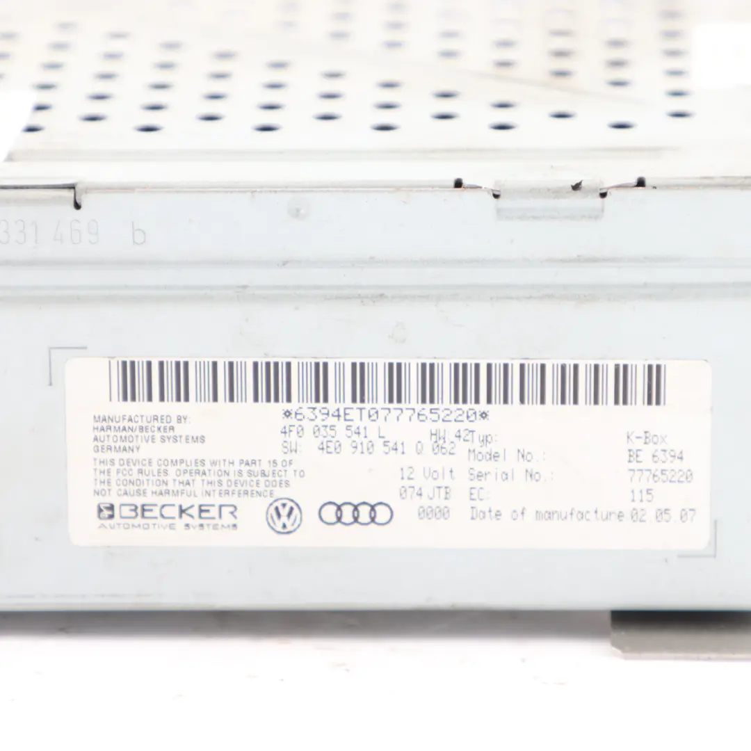 Audi A6 C6 Unité principale de contrôle du récepteur radio - SKU 4F0035541L - Numéro de pièce 4F0035541L