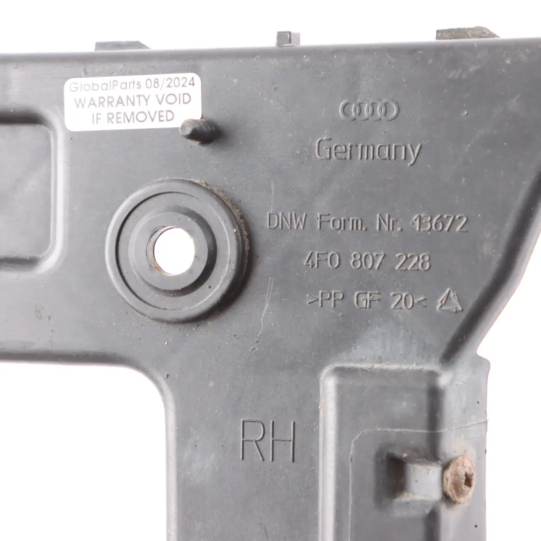 Audi A6 C6 parachoques delantero derecho montaje soporte cubierta - SKU 4F0807228 - Número de pieza 4F0807228