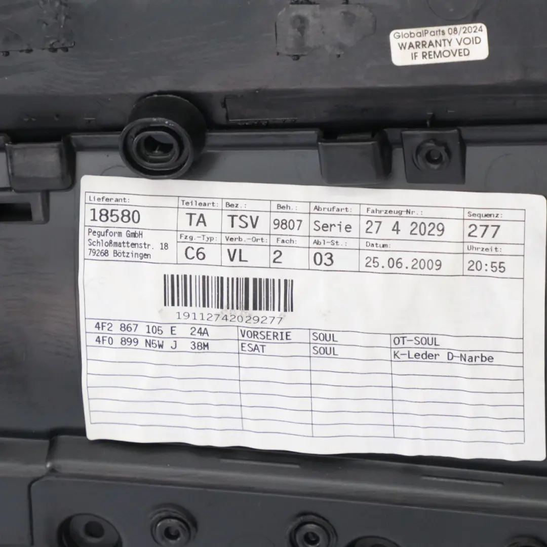 Türkarte Audi A6 C6 vorne links Türverkleidung Abdeckung Schwarz  - SKU 4F0867103AB - Teilenummer 4F0867103AB
