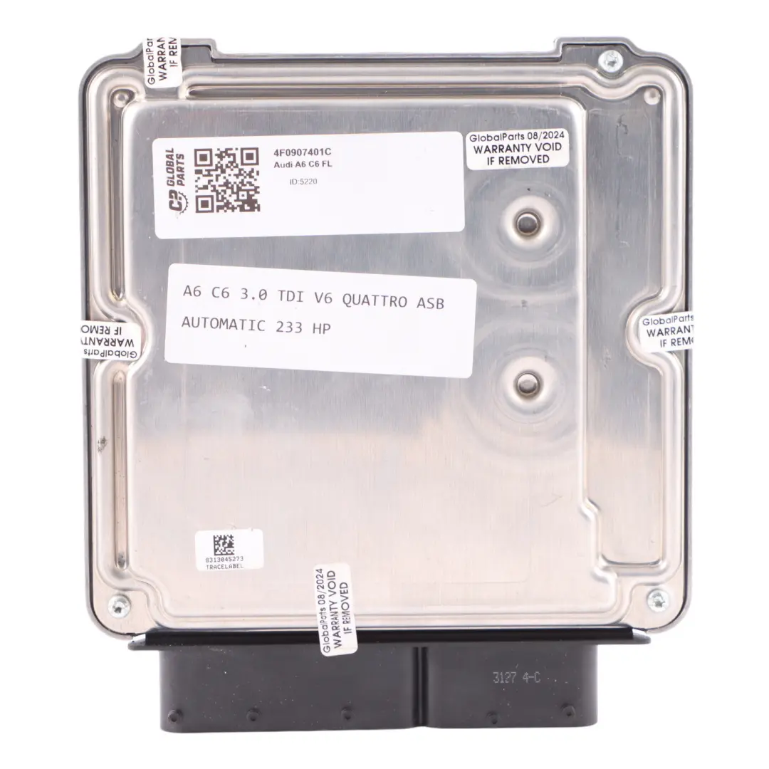 ABS Quattro 233 HP Engine Control Module Unit Automatic to Audi A6 C6 3.0 TDI V6 with Part number 4F0907401C Audi A6 C6 3.0 TDI V6 ABS Quattro 233 HP Engine Control Module Unit Automatic - SKU 4F0907401C - Part number 4F0907401C