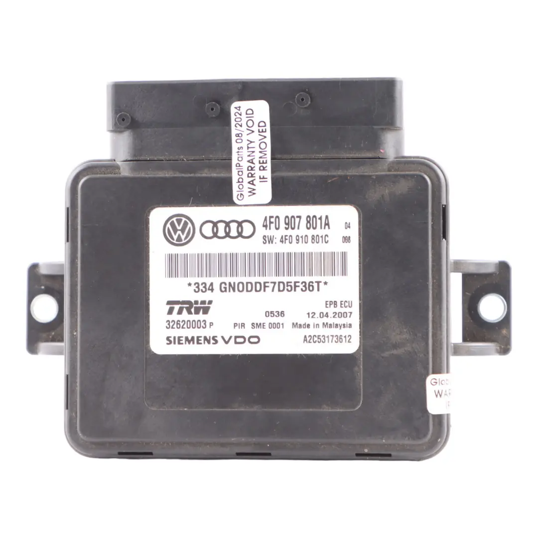 Moduł Sterownik Hamulca Ręcznego do Audi A6 C6 o numerze 4F0907801A Audi A6 C6 Moduł Sterownik Hamulca Ręcznego - SKU 4F0907801A - Numer Części 4F0907801A