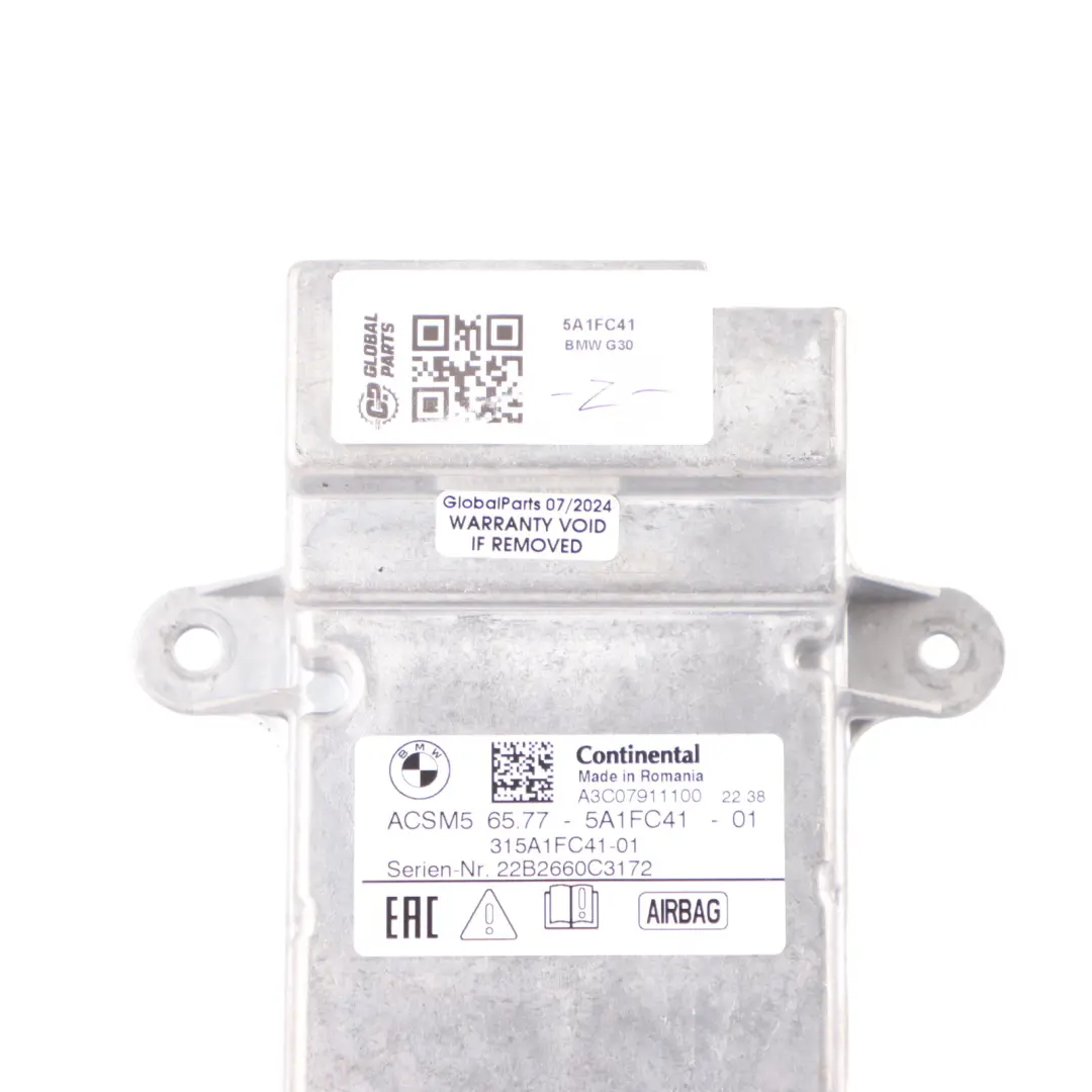 BMW X3 X4 G11 G30 G31 G32 G01 G02 Air Module Control Unit ECU SRS Module - SKU 5A1FC41 - Part number 5A1FC41