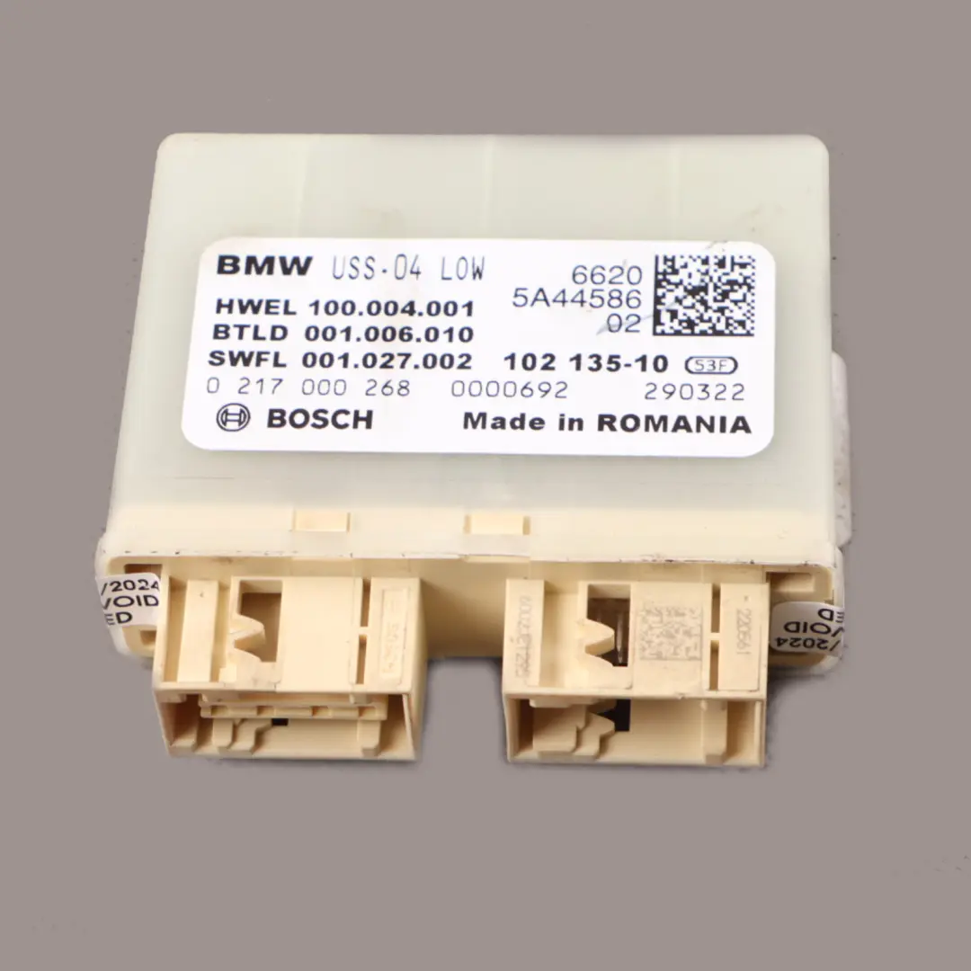 Unidad de control del módulo del sistema de alarma ultrasónico BMW F40 para con número de pieza 5A44586 Unidad de control del módulo del sistema de alarma ultrasónico BMW F40 - SKU 5A44586 - Número de pieza 5A44586