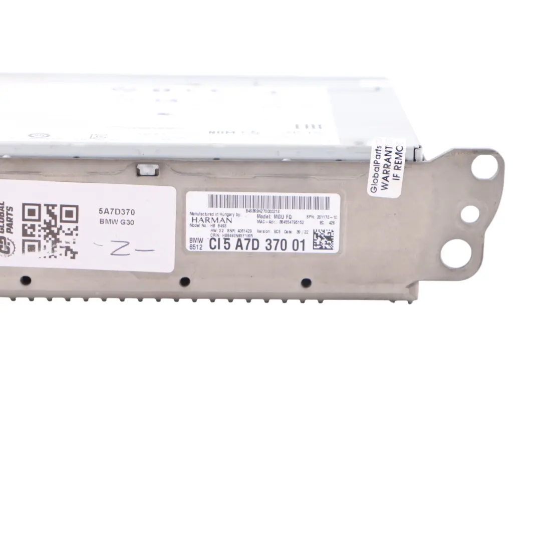BMW G30 G08 Harman Head Unit Radio Sat Nav Navi Control Unit ECU Module - SKU 5A7D370 - Part number 5A7D370