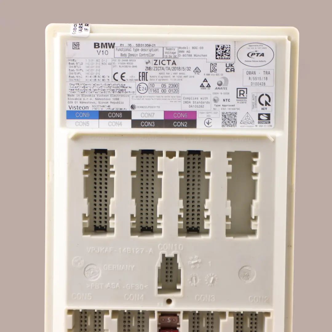 BMW I4 G26 Caja Fusibles Delantera Módulo Control Carrocería ECU BCM - SKU 5B31359 - Número de pieza 5B31359