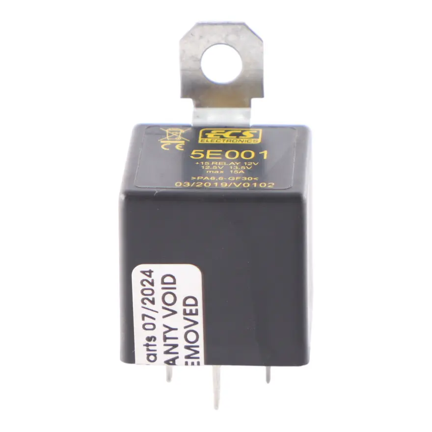 Control Unit 4 Pin 12V to Relay Black with Part number 5E001 Relay Black Control Unit 4 Pin 12V - SKU 5E001 - Part number 5E001