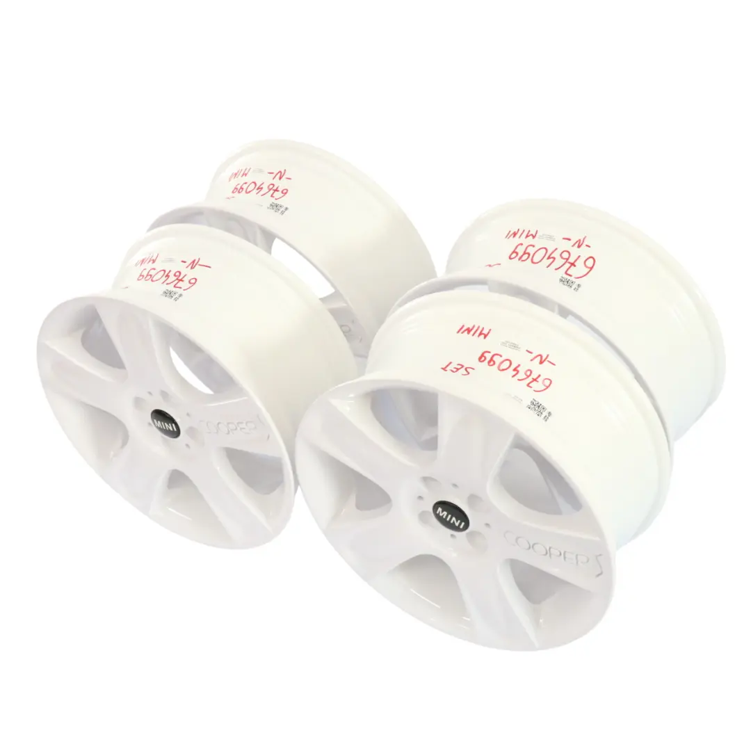 4x White Wheel Alloy Rim Set 17" 7J ET:47 to Mini Cooper S R50 R52 R53 with Part number 6764099 Mini Cooper S R50 R52 R53 4x White Wheel Alloy Rim Set 17" 7J ET:47 - SKU 6764099 - Part number 6764099