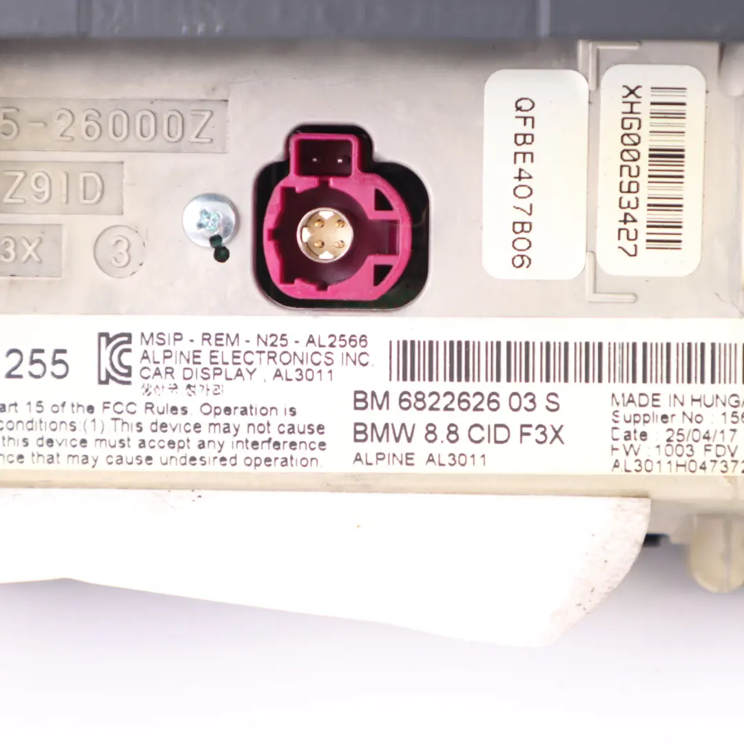 Central Information Display Screen 8,8" to BMW F30 F31 F32 F33 with Part number 6822626 BMW F30 F31 F32 F33 Central Information Display Screen 8,8" - SKU 6822626-1 - Part number 6822626