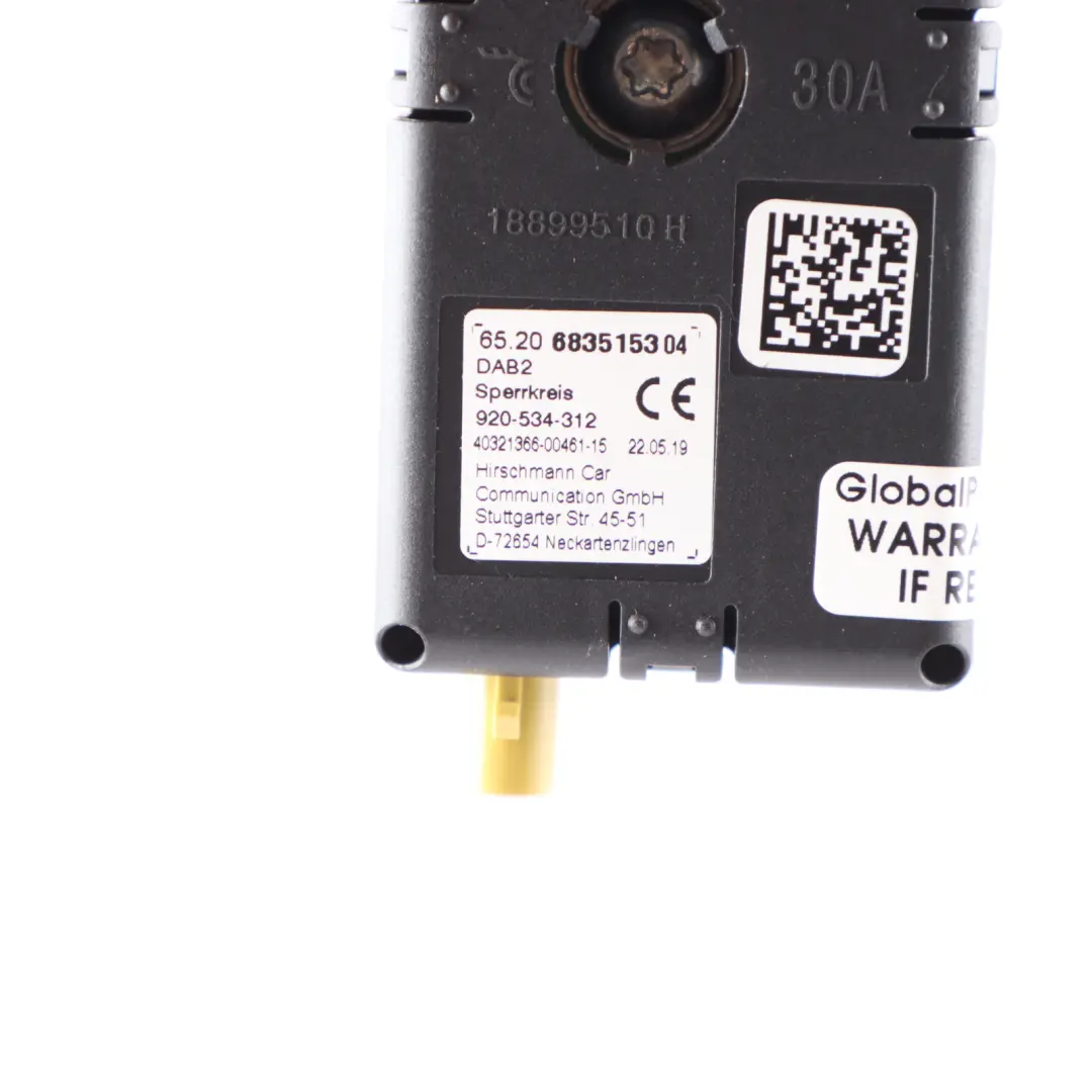 Trampa Circuito Antena Amplificador Splitter Booster Unidad ECU para BMW G20 con número de pieza 6835153 BMW G20 Trampa Circuito Antena Amplificador Splitter Booster Unidad ECU - SKU 6835153 - Número de pieza 6835153