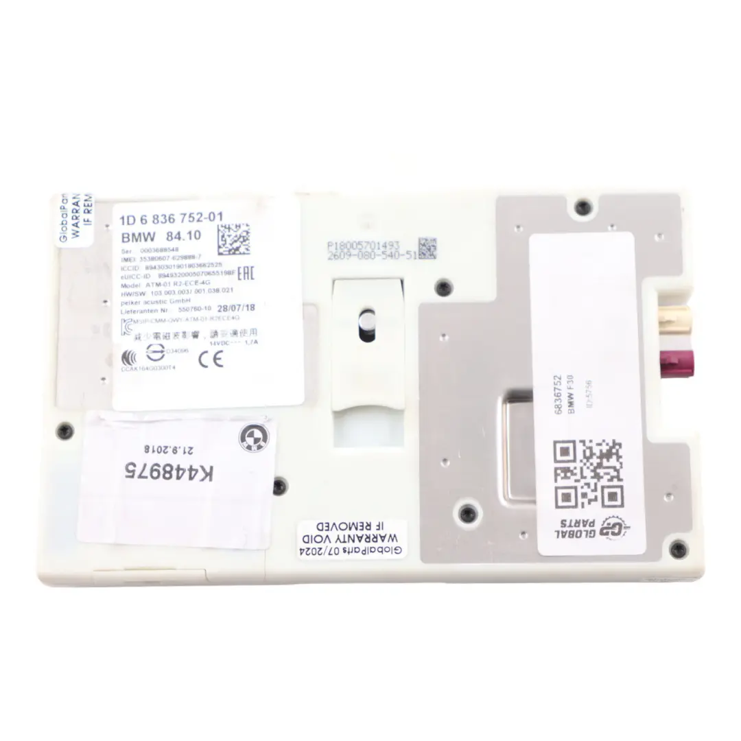 Telematics Module BMW X3 F25 F30 LCI Telephone Control Unit ATM ECE 4G to with Part number 6836752 Telematics Module BMW X3 F25 F30 LCI Telephone Control Unit ATM ECE 4G - SKU 6836752 - Part number 6836752