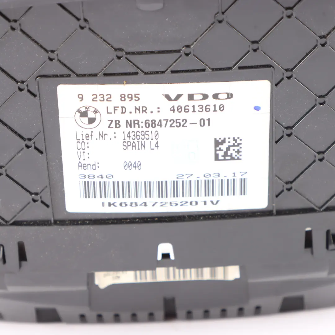  Instrument Cluster BMW F30 F31 Petrol Speedo Clocks MPH Automatic - SKU 6847252 - Part number 6847252