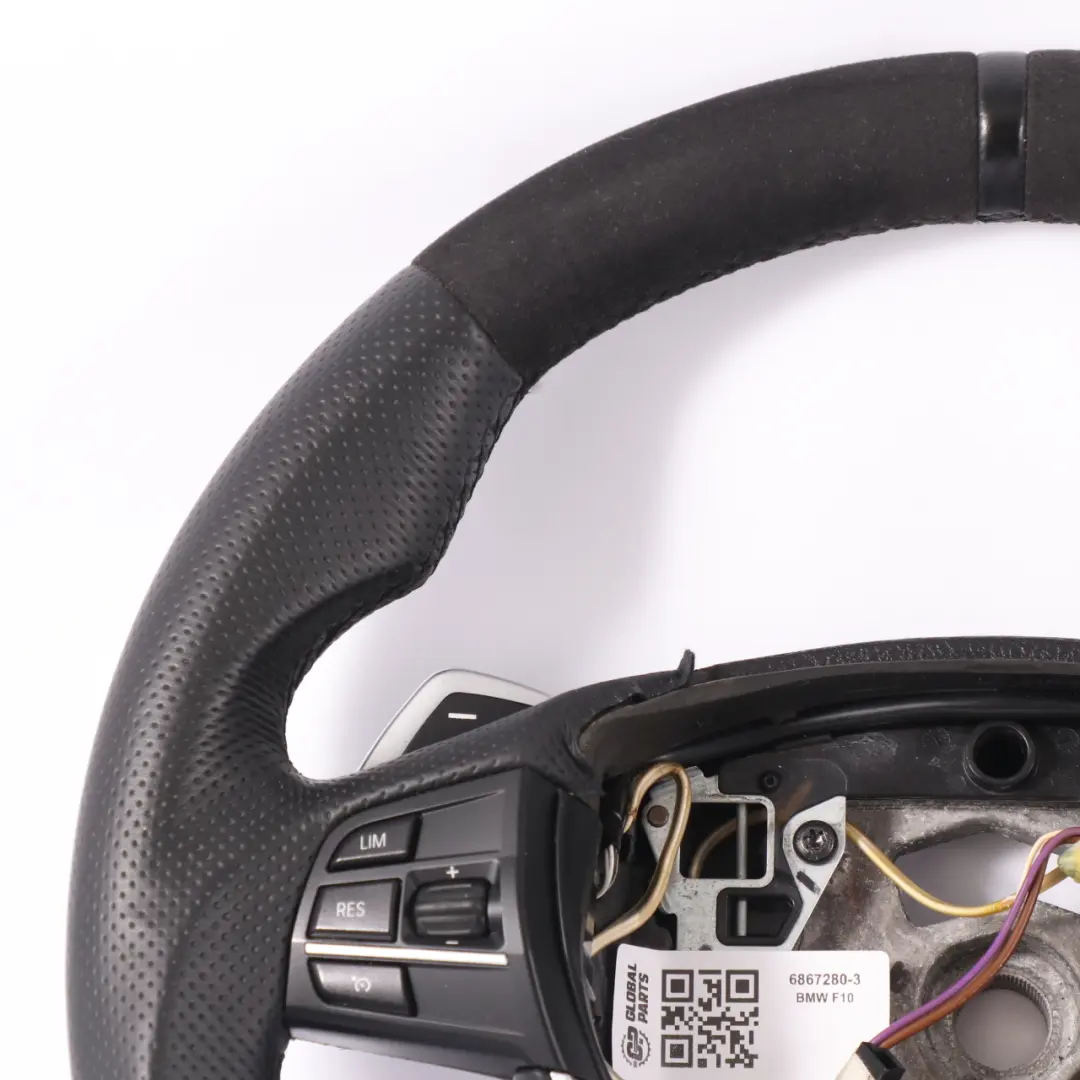 Steering Wheel BMW F10 F11 F12 NEW Black Leather Alcantara Paddle Shift to Sport with Part number 6867280 Sport Steering Wheel BMW F10 F11 F12 NEW Black Leather Alcantara Paddle Shift - SKU 6867280-3 - Part number 6867280