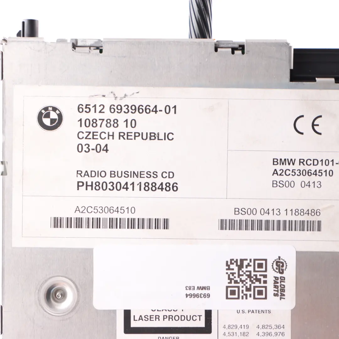 Radio Lettore CD Business 6512 per BMW X3 Z4 E83 E85 E86 con numero di parte 6939664 BMW X3 Z4 E83 E85 E86 Radio Lettore CD Business 6512 - SKU 6939664 - Numero di parte 6939664