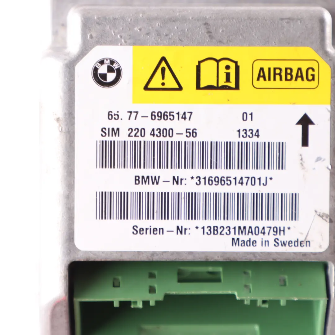 Module BMW Z4 E85 Control Unit ECU SRS to Air with Part number 6965147 Air Module BMW Z4 E85 Control Unit ECU SRS - SKU 6965147 - Part number 6965147