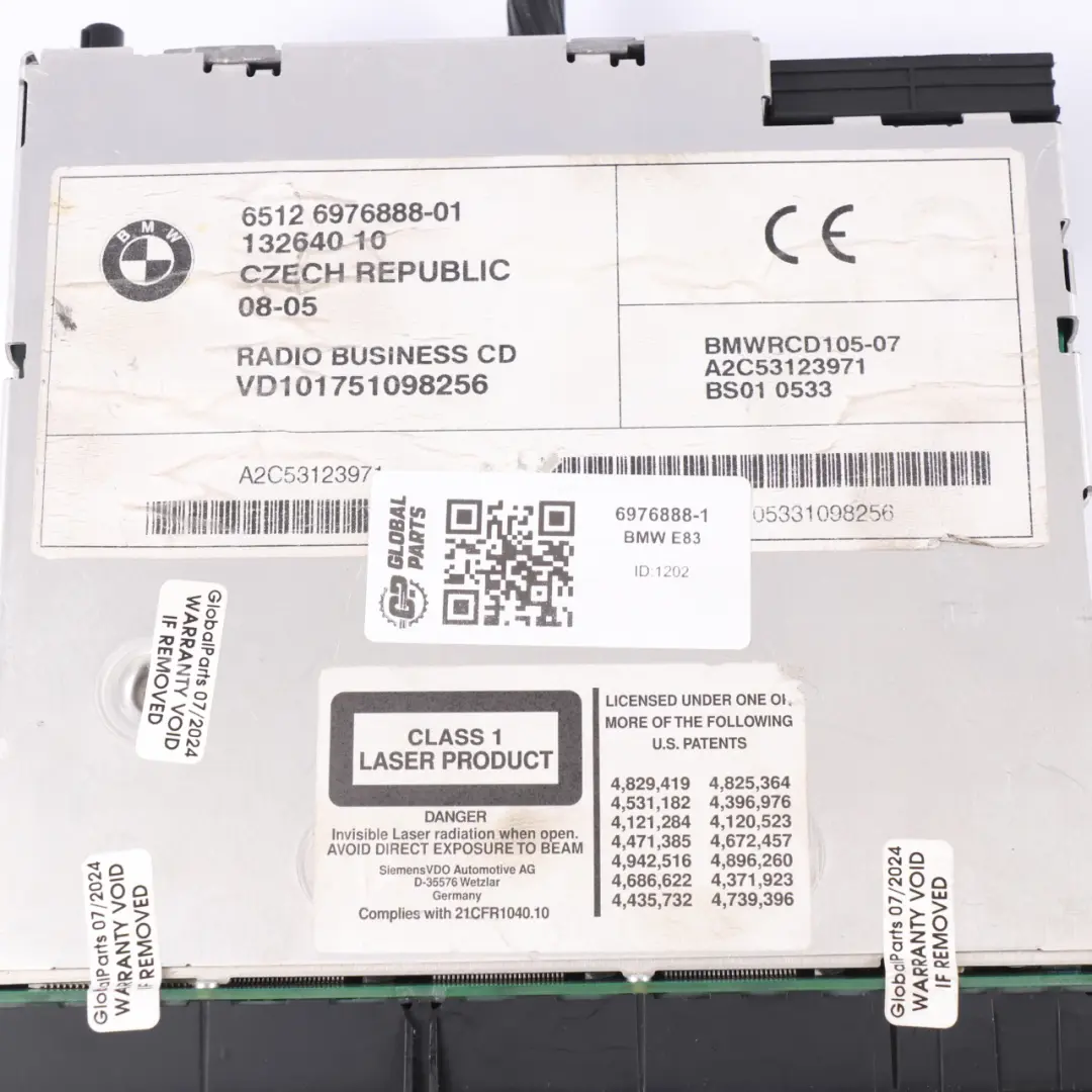 Unità Principale BMW X3 E83 Z4 E85 E86 Radio CD Player per con numero di parte 6976888 Unità Principale BMW X3 E83 Z4 E85 E86 Radio CD Player - SKU 6976888-1 - Numero di parte 6976888